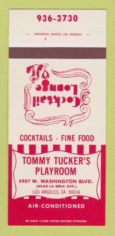 Matchbook Cover - Tommy Tucker's Playroom Los Angeles CA 30 Strk SAMPLE