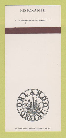 Matchbook Cover - Orlando Orsini Ristorante Los Angeles CA 30 Strk SAMPLE