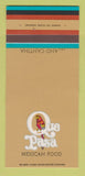 Matchbook Cover - Que Pasa Mexican Restaurant CHAIN 30 Strk SAMPLE