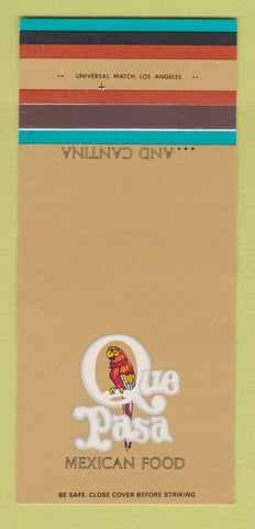 Matchbook Cover - Que Pasa Mexican Restaurant CHAIN 30 Strk SAMPLE