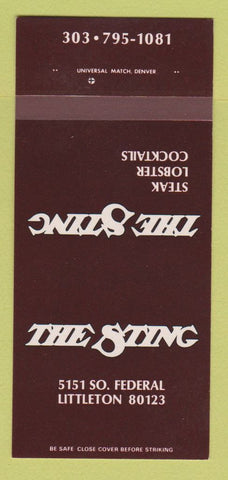Matchbook Cover - The Sting Restaurant Littleton Colorado 30 Strk SAMPLE