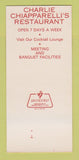 Matchbook Cover - Charlie Chiapparelli's Restaurant Towson MD 30 Strk SAMPLE