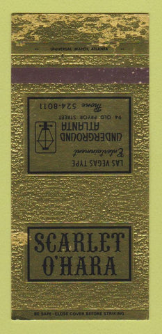 Matchbook Cover - Scarlet O'Hara Underground Atlanta GA WEAR 30 Strk SAMPLE
