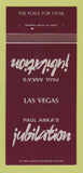 Matchbook Cover - Paul Anka's Jubilation Las Vegas NV 30 Strk SAMPLE