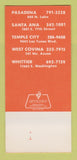 Matchbook Cover - Steak Corral Pasadena Santa Ana Whittier CA 30 Strk SAMPLE