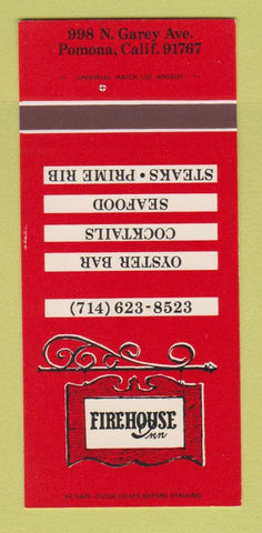 Matchbook Cover - Firehouse Inn Pomona CA 30 Strk SAMPLE