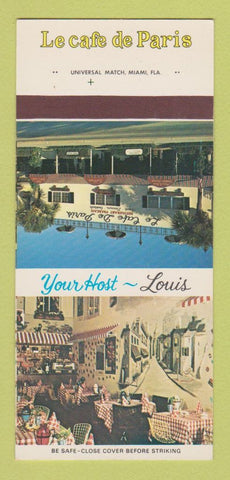 Matchbook Cover - Le Cafe De Paris French Fort Lauderdale FL 30 Strk SAMPLE