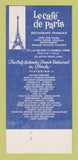 Matchbook Cover - Le Cafe De Paris French Fort Lauderdale FL 30 Strk SAMPLE