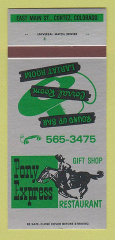Matchbook Cover - Pony Express Restaurant Cortez Colorado 30 Strk SAMPLE