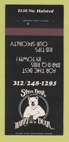 Matchbook Cover - Harry and the Bear BBQ Chicago IL 30 Strk SAMPLE