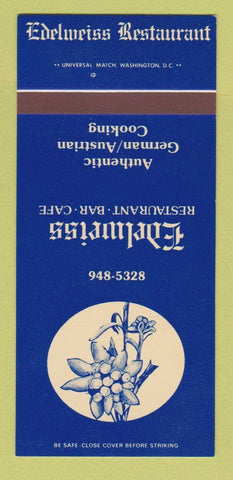 Matchbook Cover - Edelweiss Restaurant Gaithersburg MD 30 Strk SAMPLE