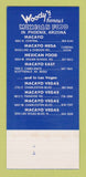 Matchbook Cover - Macayo Vegas Scottsdale Phoenix Las Vegas WEAR 30 Strk SAMPLE