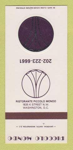 Matchbook Cover - Piccolo Mondo Ristorante Washington DC 30 Strk SAMPLE