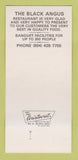 Matchbook Cover - Black Angus Restaurant Virginia Beach VA 30 Strk SAMPLE