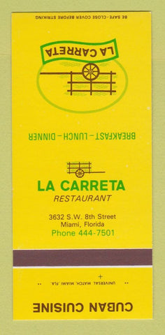Matchbook Cover - La Carreta Cuban Restaurant Miami FL 30 Strk SAMPLE