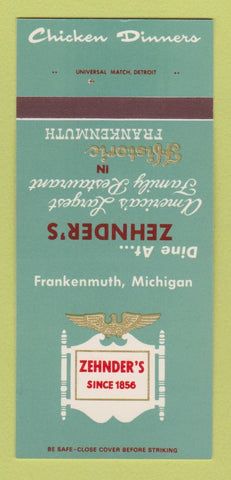 Matchbook Cover - Zehnder's Restaurant Frankenmuth MI 30 Strk SAMPLE