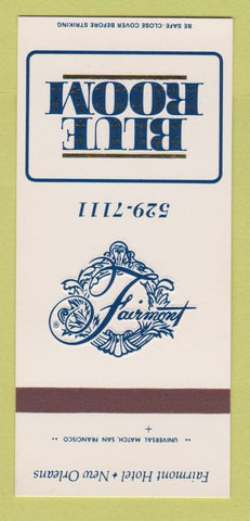 Matchbook Cover - Fairmont Hotel New Orleans LA Blue Room 30 Strk SAMPLE