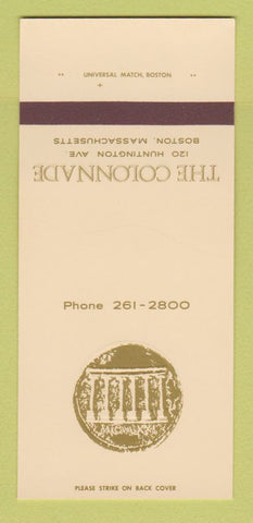 Matchbook Cover - The Colonnade Boston MA 30 Strk SAMPLE