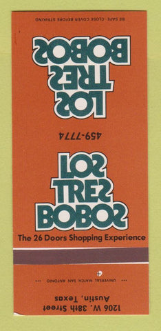 Matchbook Cover - Los Tres Bobos Austin TX 30 Strk SAMPLE
