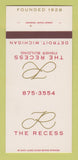 Matchbook Cover - The Recess Detroit MI 30 Strk SAMPLE