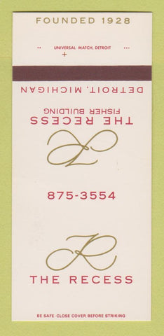 Matchbook Cover - The Recess Detroit MI 30 Strk SAMPLE