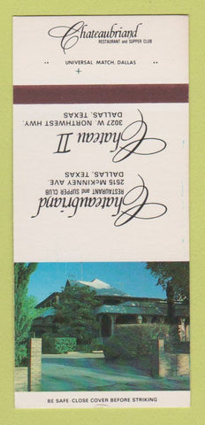Matchbook Cover - Chateaubriand Restaurant Dallas TX 30 Strk SAMPLE