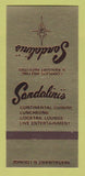 Matchbook Cover - Sandalini's Restaurant Niles OH Meadville PA 30 Strk SAMPLE