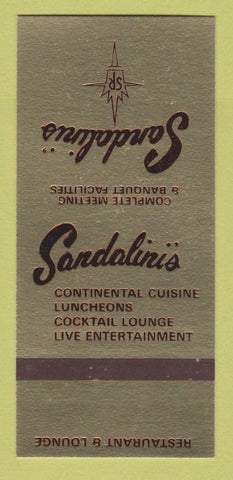 Matchbook Cover - Sandalini's Restaurant Niles OH Meadville PA 30 Strk SAMPLE