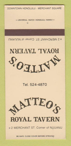 Matchbook Cover - Matteo's Honolulu Hawaii 30 Strk SAMPLE