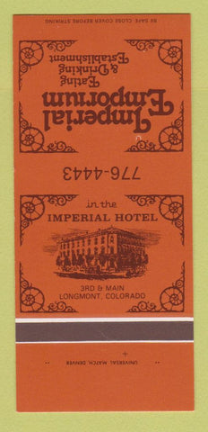 Matchbook Cover - Imperial Hotel Longmont Colorado 30 Strk SAMPLE