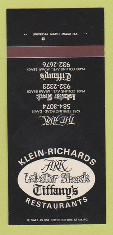 Matchbook Cover - Klein Richards Restaurants Miami Beach FL Davie 30 Strk SAMPLE
