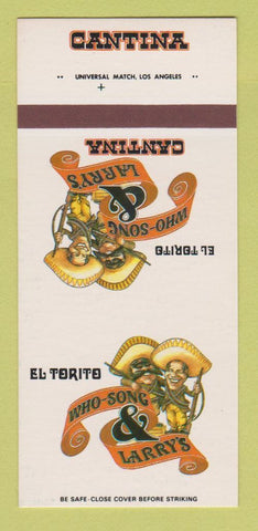 Matchbook Cover Who Song Larry's Cantina La Jolla Santa Clara CA 30 Strk SAMPLE