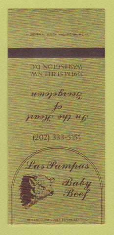 Matchbook Cover - Las Pampas Baby Beef Washington DC 30 Strk SAMPLE