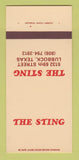 Matchbook Cover - The Sting Lubbock TX 30 Strk SAMPLE