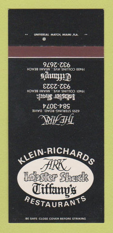 Matchbook Cover - Klein RIchards Restaurants Miami Beach FL Davie 30 Strk SAMPLE
