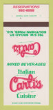 Matchbook Cover - Carli's Italian Restaurant Southern Pines NC 30 Strk SAMPLE