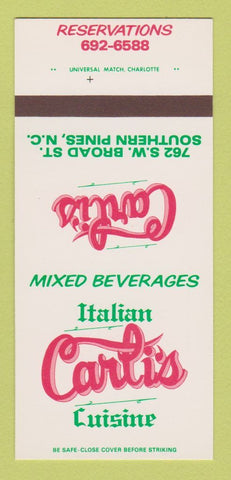 Matchbook Cover - Carli's Italian Restaurant Southern Pines NC 30 Strk SAMPLE