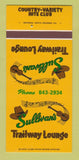 Matchbook Cover - Sullivan's Trailway Lounge Nite Club Orlando FL 30 Strk SAMPLE