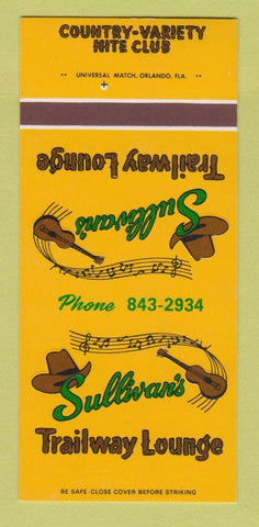 Matchbook Cover - Sullivan's Trailway Lounge Nite Club Orlando FL 30 Strk SAMPLE
