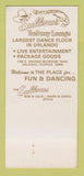 Matchbook Cover - Sullivan's Trailway Lounge Nite Club Orlando FL 30 Strk SAMPLE