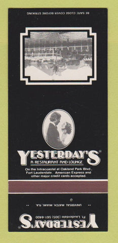 Matchbook Cover - Yesterday's Restaurant Fort Lauderdale FL 30 Strk SAMPLE