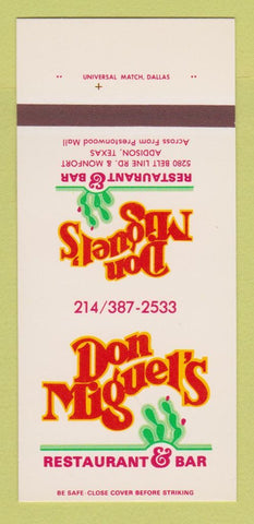 Matchbook Cover - Don Miguel's Restaurant Bar Addison TX 30 Strk SAMPLE