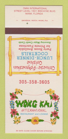 Matchbook Cover - Wong Kai Restaurant Miami FL Chinese 30 Strk SAMPLE
