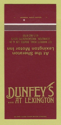 Matchbook Cover - Dunfey's Lexington MA Motor Inn Sheraton 30 Strk SAMPLE