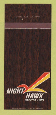 Matchbook Cover - Night Hawk Restaurants TX CHAIN Texas 30 Strk SAMPLE
