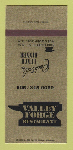 Matchbook Cover - Valley Forge Restaurant Albuquerque NM 30 Strk SAMPLE
