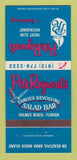 Matchbook Cover - Pete Reynard's Yacht Club Holmes Beach FL 30 Strk SAMPLE