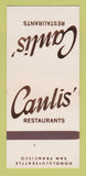 Matchbook Cover - Canlis' Restaurants San Francisco CA Seattle 30 Strk SAMPLE