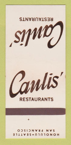 Matchbook Cover - Canlis' Restaurants San Francisco CA Seattle 30 Strk SAMPLE