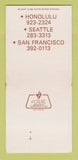 Matchbook Cover - Canlis' Restaurants San Francisco CA Seattle 30 Strk SAMPLE